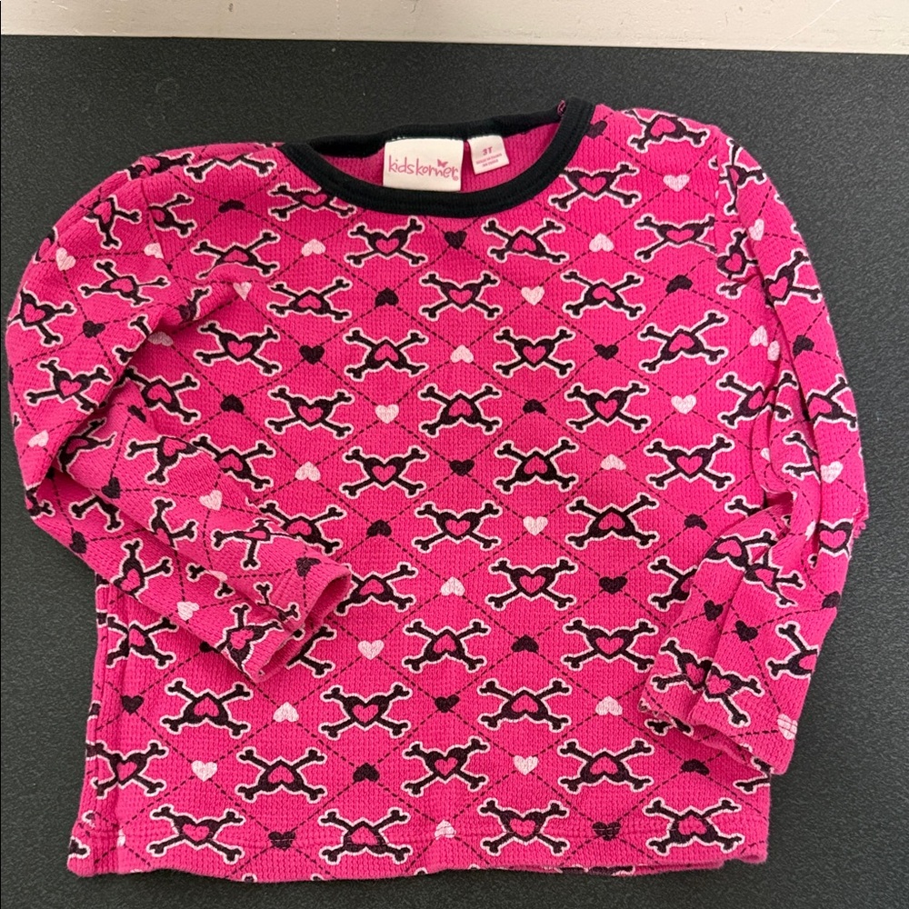 Kids Korner Pink Long Sleeve Heart & Skull Knit Top 2011